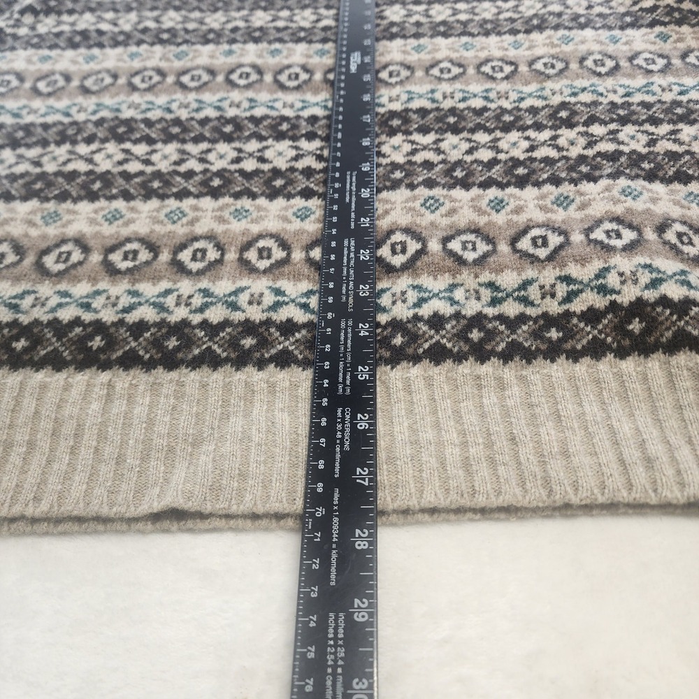 Vintage GAP Lambswool Fair Isle Sweater Large Brown Tan Crewneck Knit 727 - Picture 5 of 6